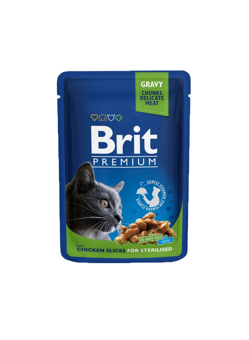 BRIT CAT POUCH 100G CHICKEN SLICES IN GRAVY